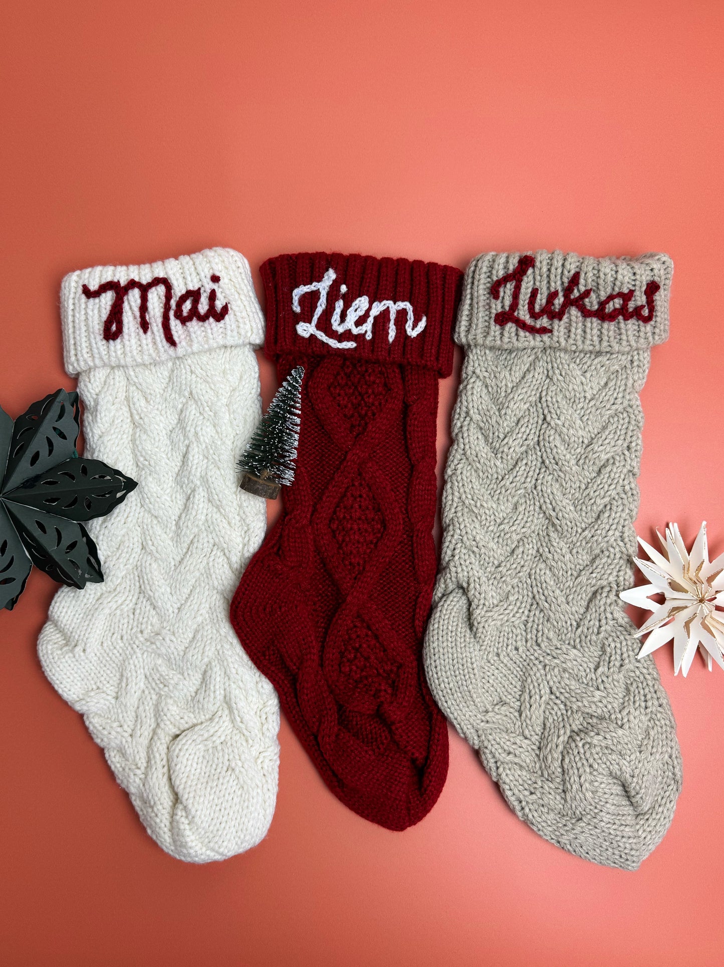 Handbestickte Weihnachtsstrümpfe