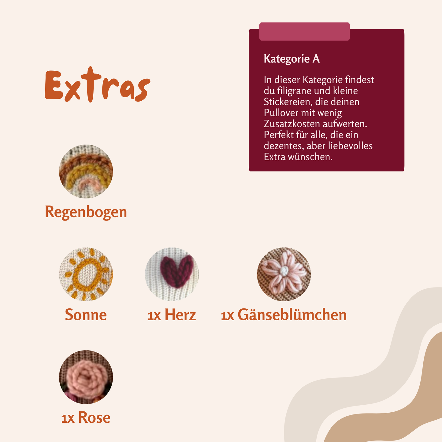 Personalisierter handbestickter Kinderpullover mit Initiale aus Blumen