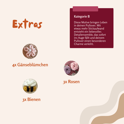 Personalisierter handbestickter Kinderpullover mit Initiale aus Blumen