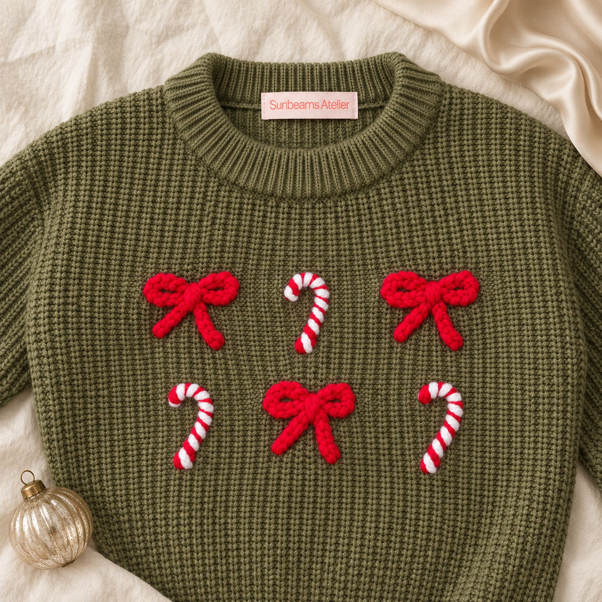 Weihnachtspullover für Babys & Kinder – Schleifen & Zuckerstangen