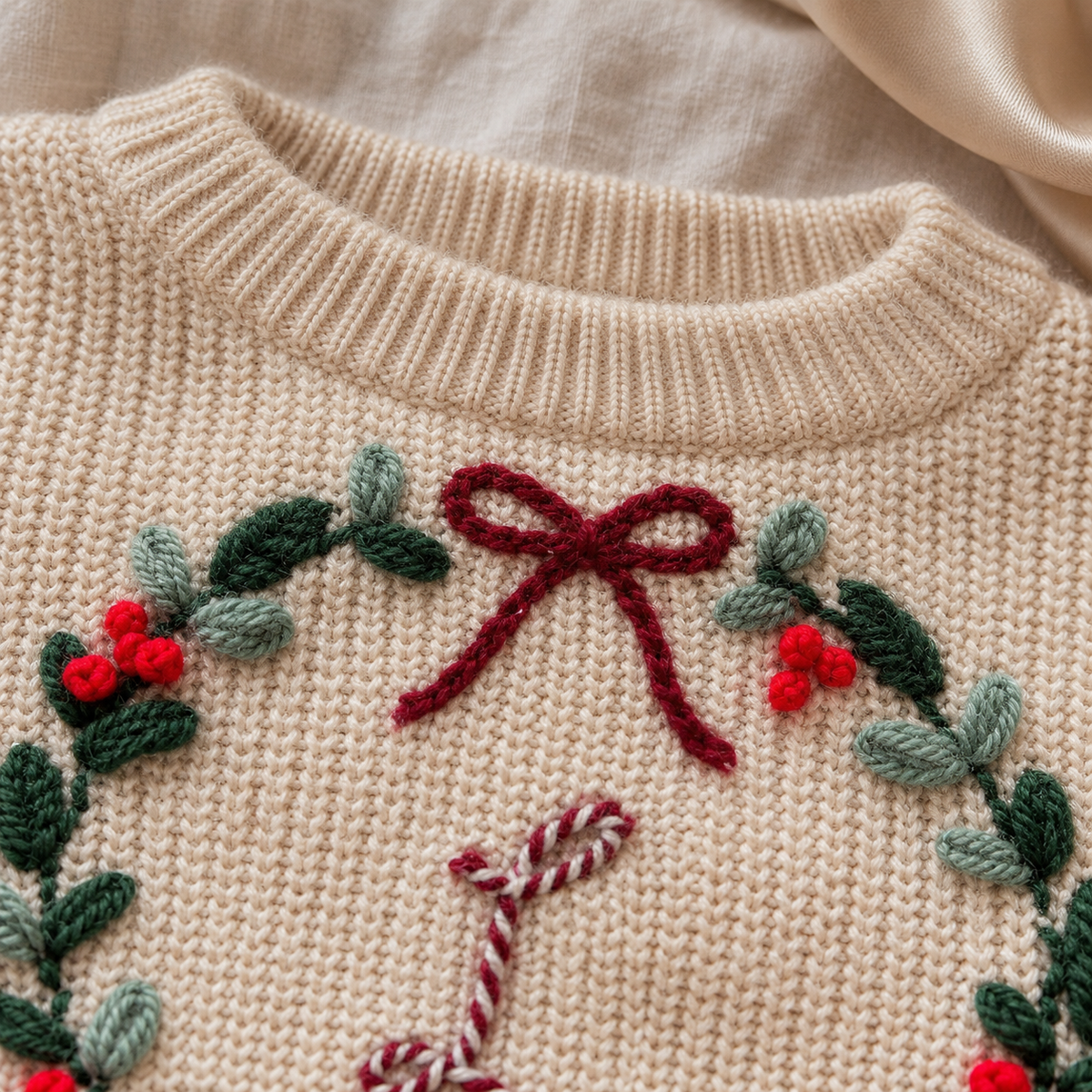 Personalisierter Weihnachtspullover für Babys & Kinder – Weihnachtskranz mit Initiale